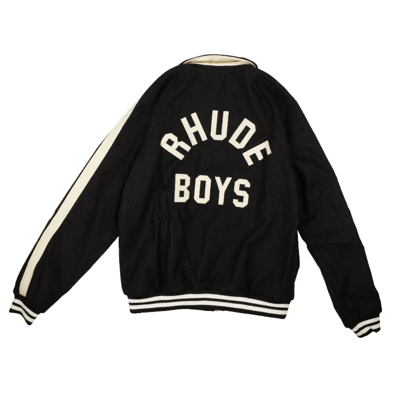 Black Wool Boys Signature Bomber Jacket