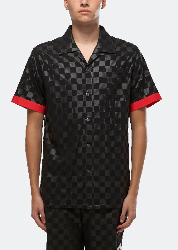 Konus Men's Tonal Checker Printed Shirt in Black