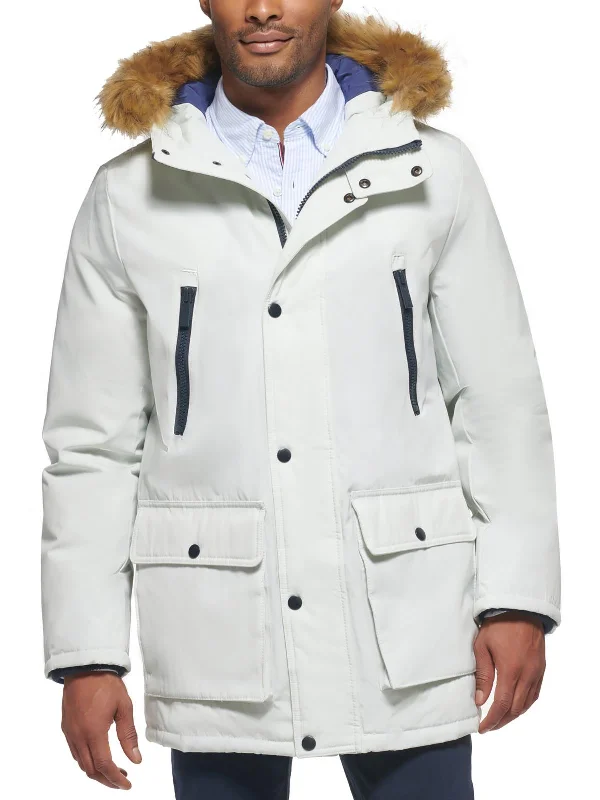 Mens Hooded Midi Parka Coat