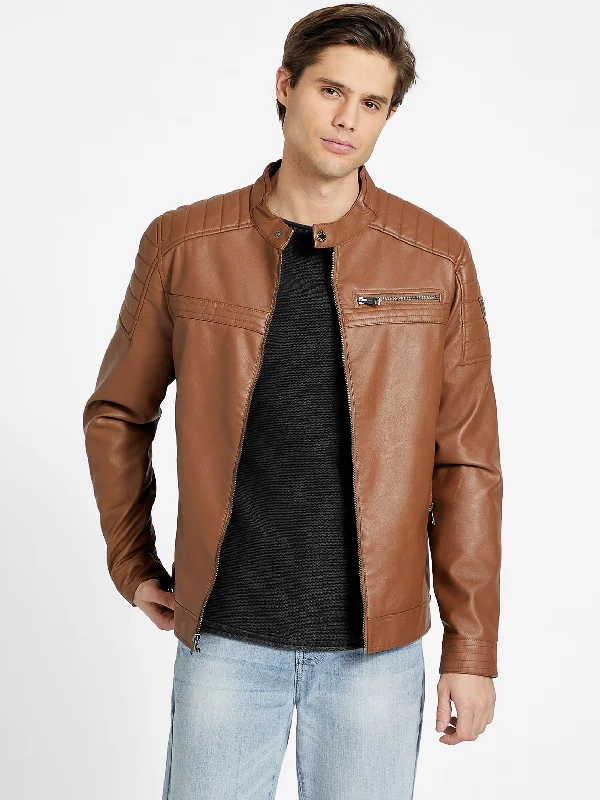 River Washed Faux-Leather Moto Jacket