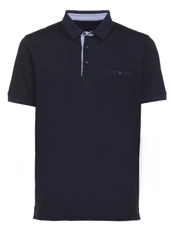 Button Polo Shirt In Navy