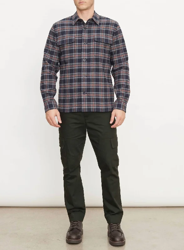 Kingston Plaid Shirt In Coastal Blue/brickman Red