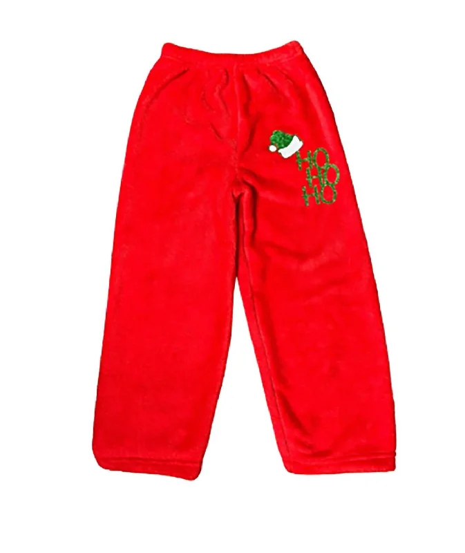 Girl's Ho Ho Ho Pants In Red