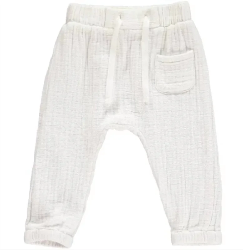 Kids' Bosun Cotton Gauze Pants In White