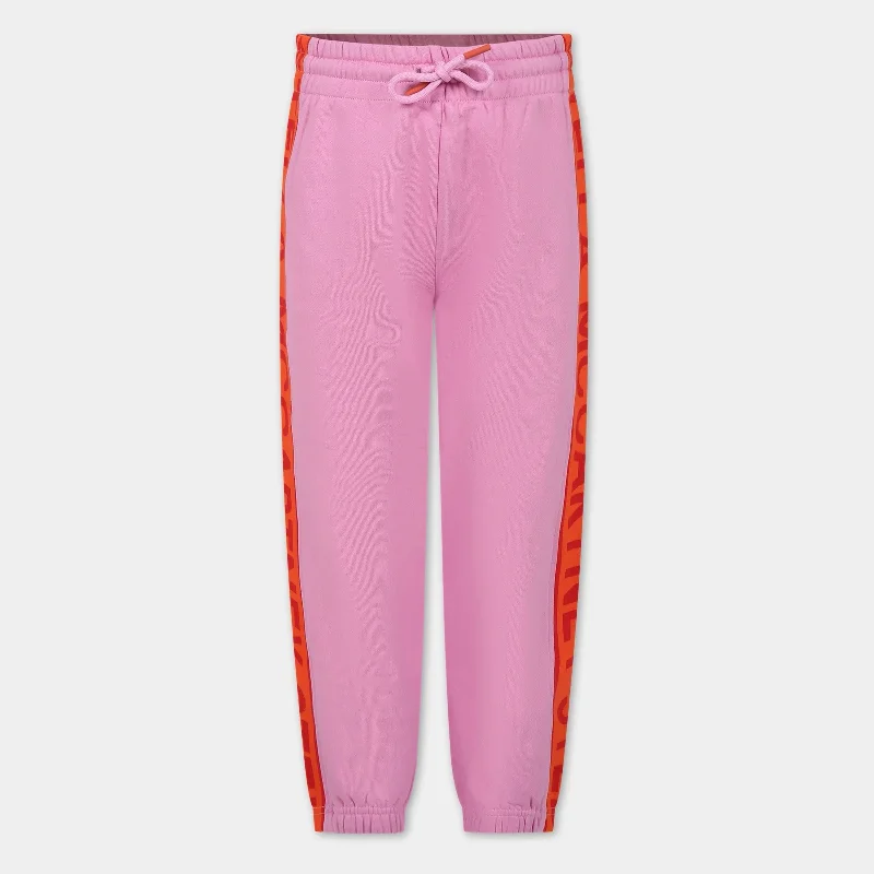 Pink Side Stripe Logo Sweatpants